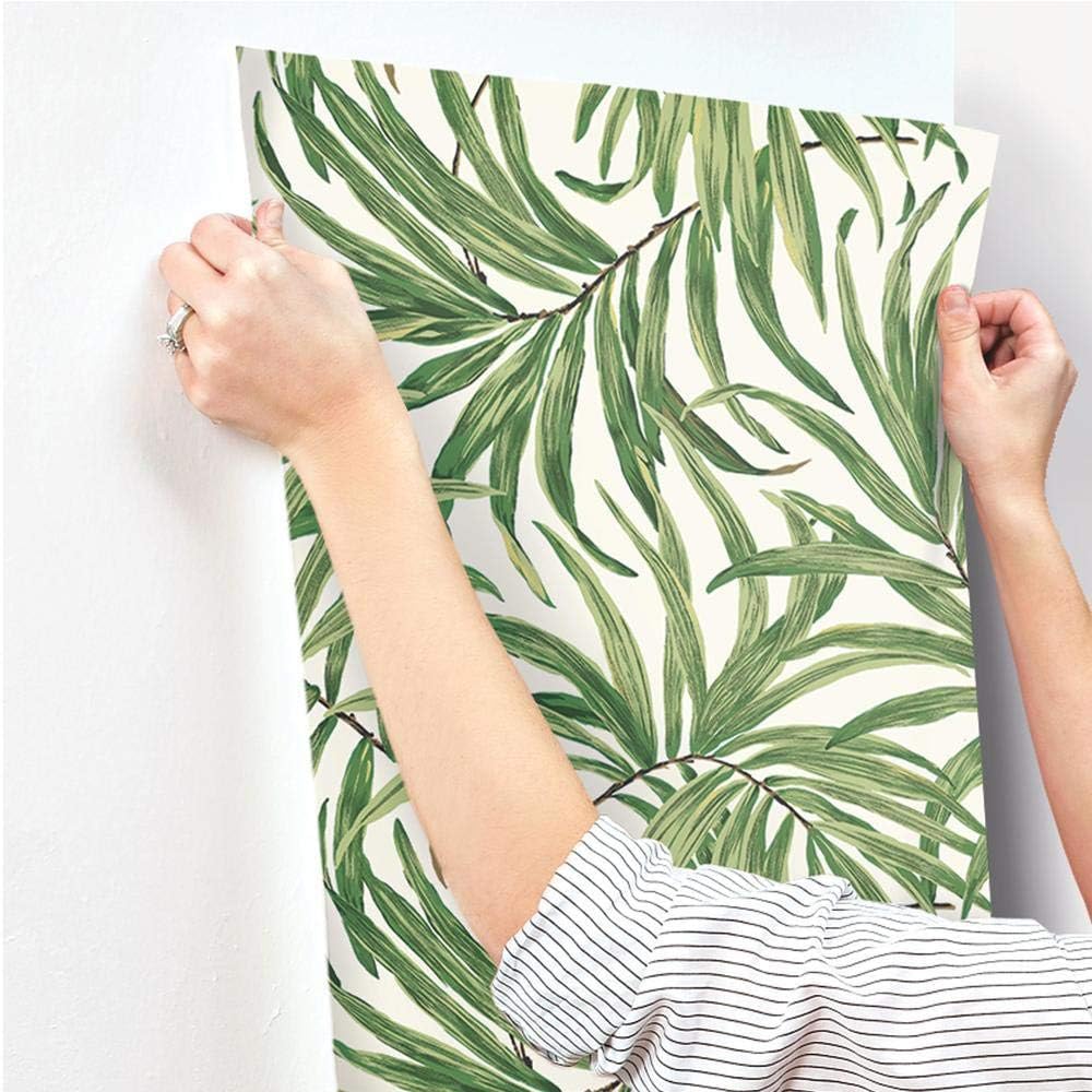 York Wallcoverings Tropics Bali Leaves Removable Wallpaper, White/Green