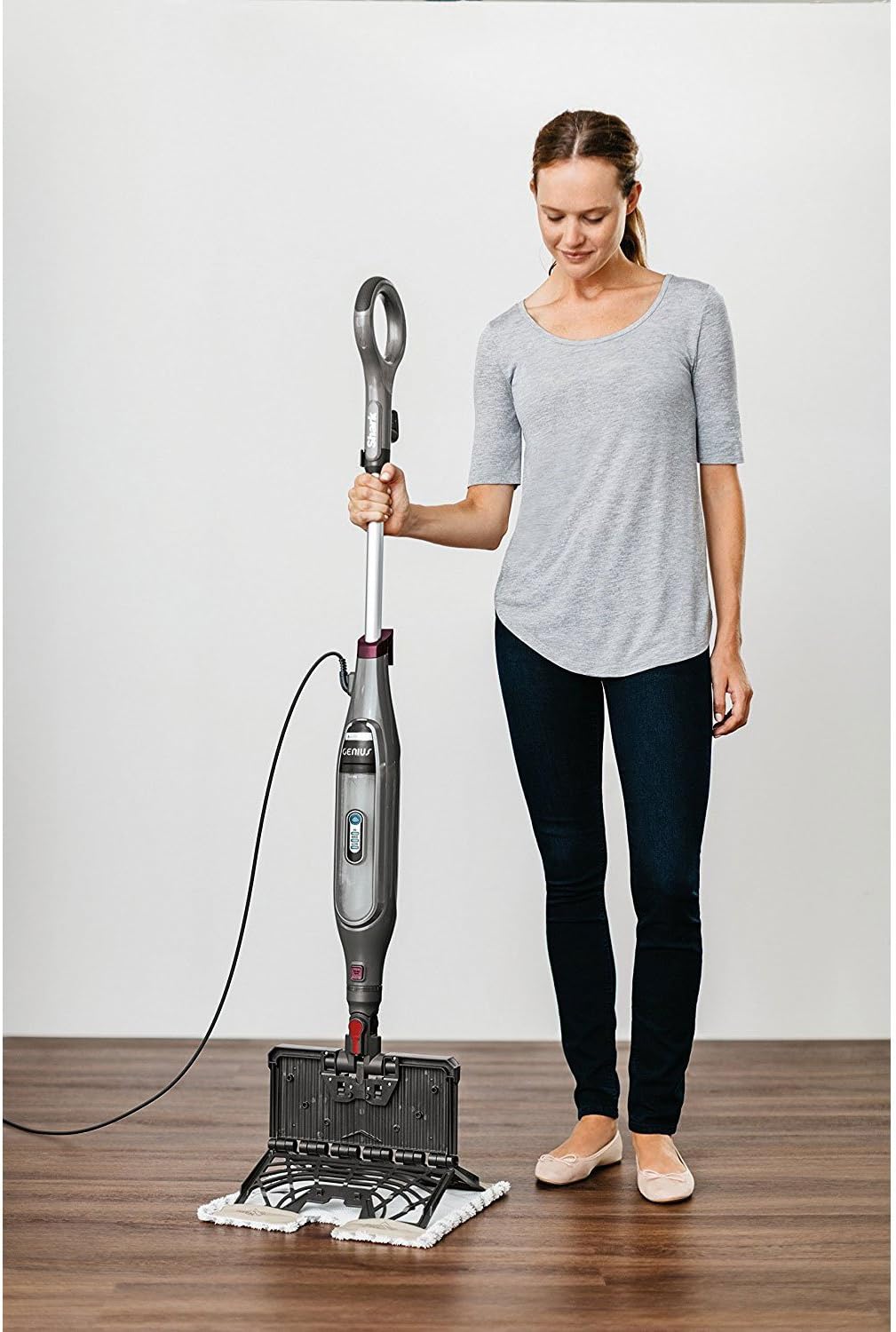 Shark Genius Hard Floor Cleaning System Pocket (S5003D) Steam Mop, Burgundy/Gray (renewed)