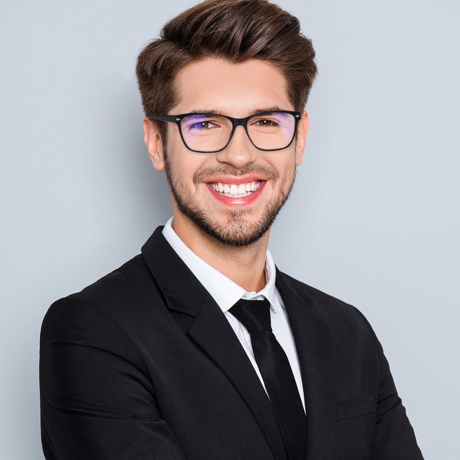 Progressive Multifocus Reading Glasses for Men Women Blue Light Blocking Square Computer Readers with Spring Hinges - Image 6