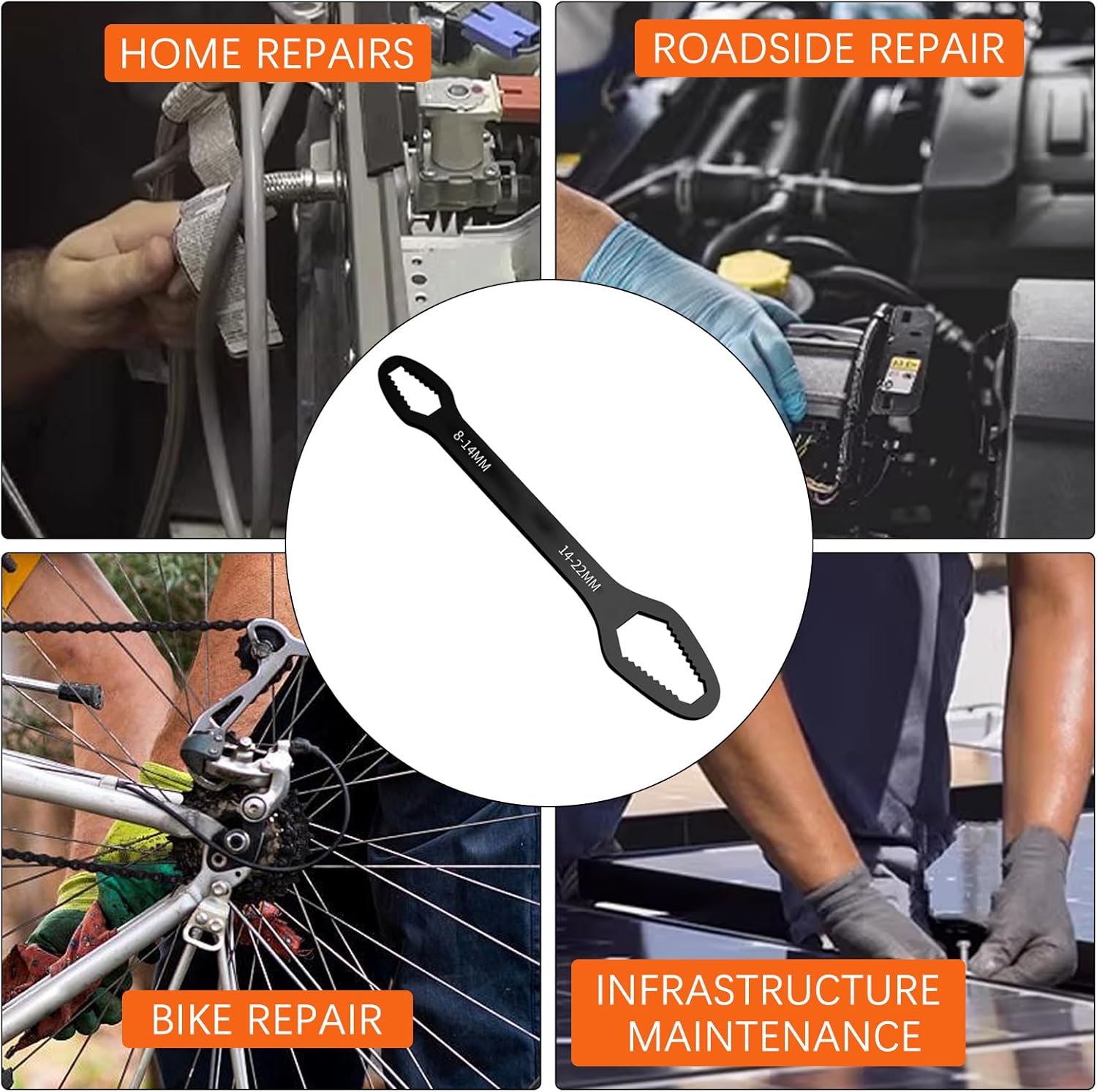 Self-Adjusting Wrench Set, Multifunctional Dual-Ended Tool for Auto Repair, Home Improvement & DIY Projects