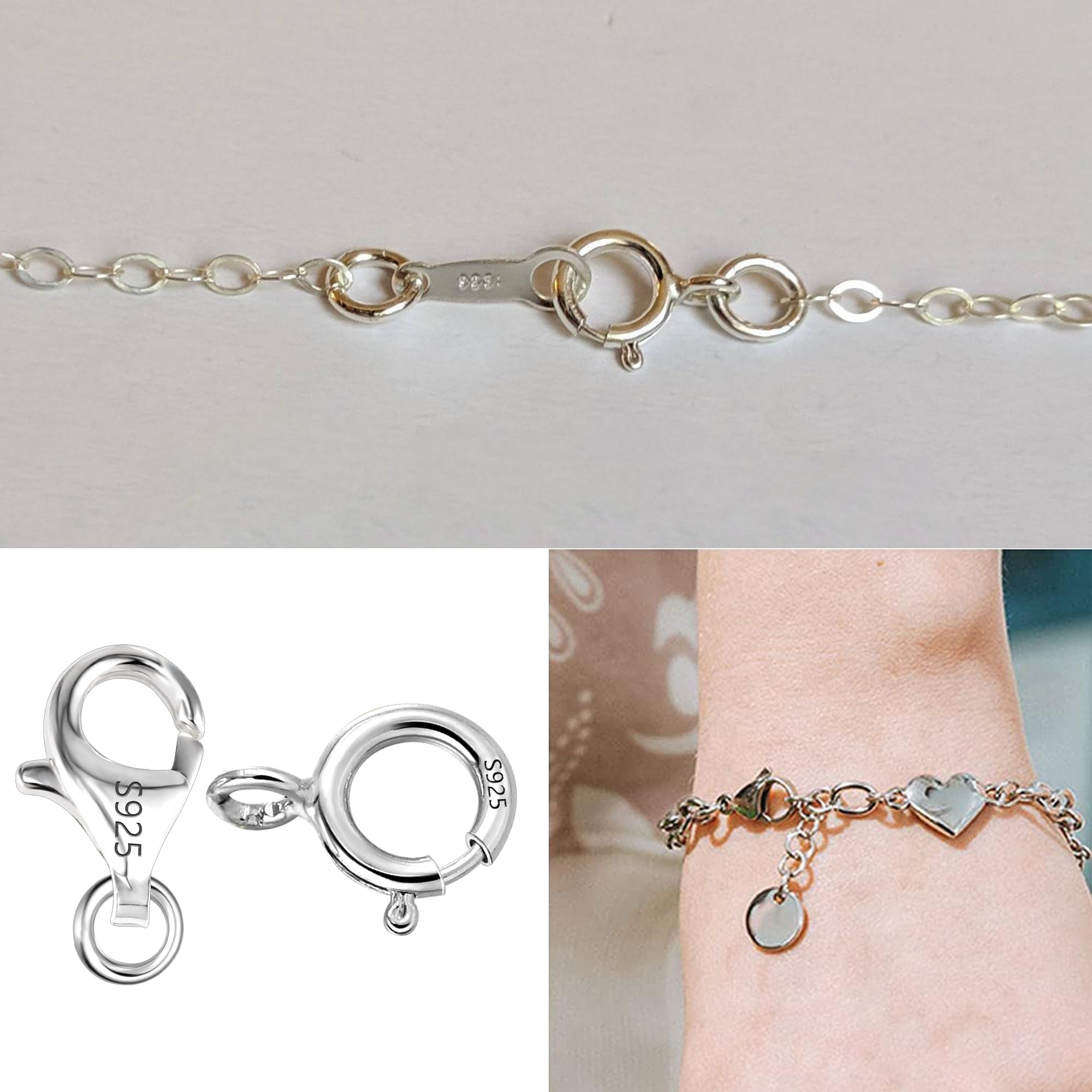 925 Sterling Silber Karabinerverschlüsse 5 Sets - Schmuckverschlüsse Für Armbänder & Halsketten