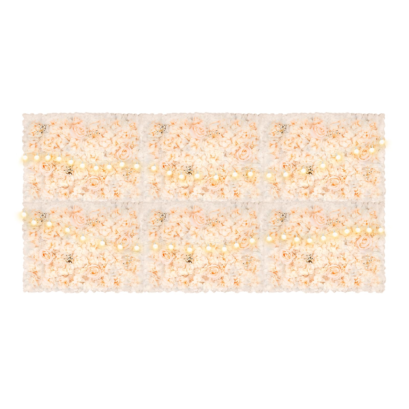 Mur de fleurs artificielles 61x40cm | Panneau de roses roses et blanches pour décoration murale