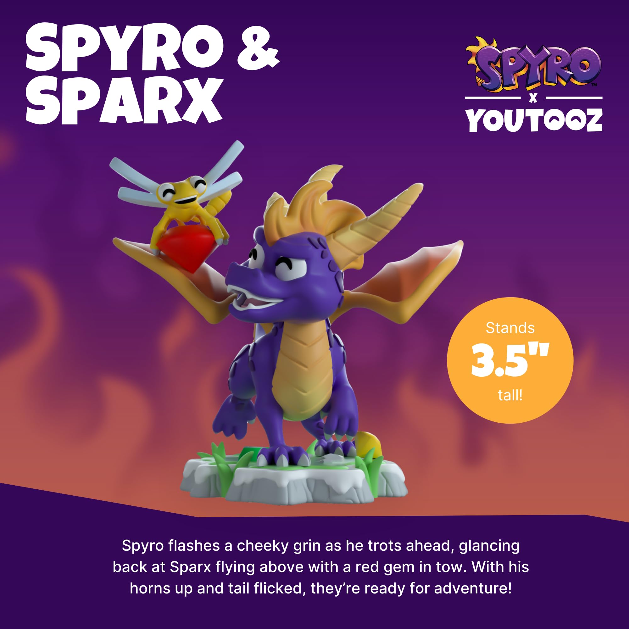 Youtooz Spyro e Sparx Figura in Vinile da 8.9 cm – Figure Collezionabili di Azione di Spyro e Sparx dalla Serie di Videogiochi Classici