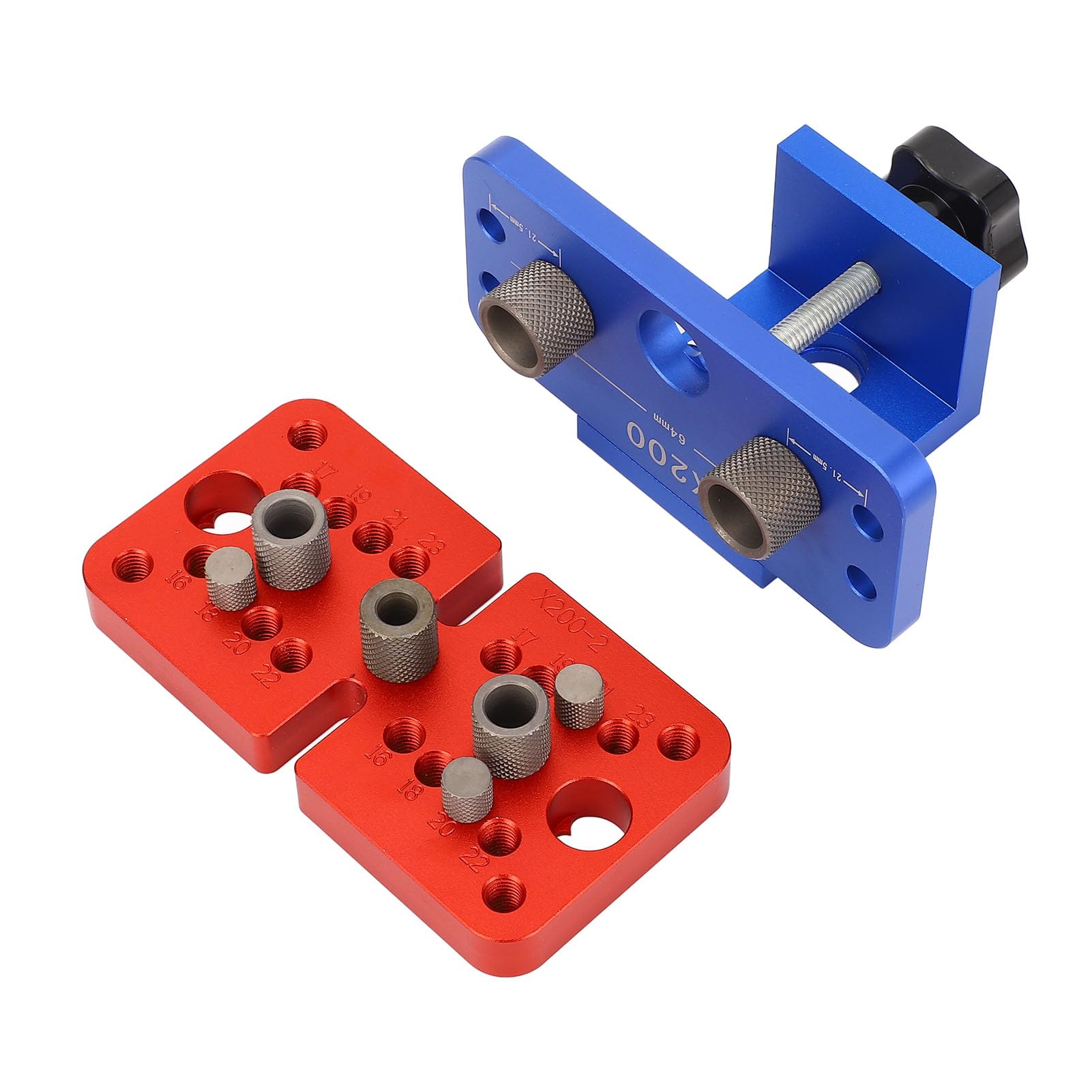 3 en 1 Herramienta de Perforación de Agujero, Agujero de Bolsillo de Madera Plantilla de Perforación Conjunto Carpintería Pasador Jig Localizador Taladro Guía Puncher Kit para el