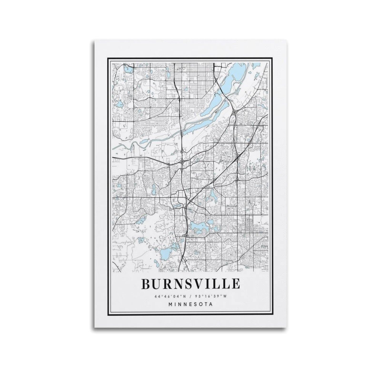 xiaoxiaoshen Burnsville Minnesota Map Canvas Poster Wall Art Prints Room Aesthetic Murals Bedroom And Living Decorations 24x36inch(60x90cm)