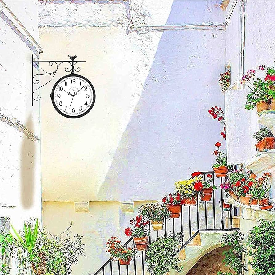 Amazon.co.jp: 屋外両面時計パティオ、ガレージ、屋外エリア用