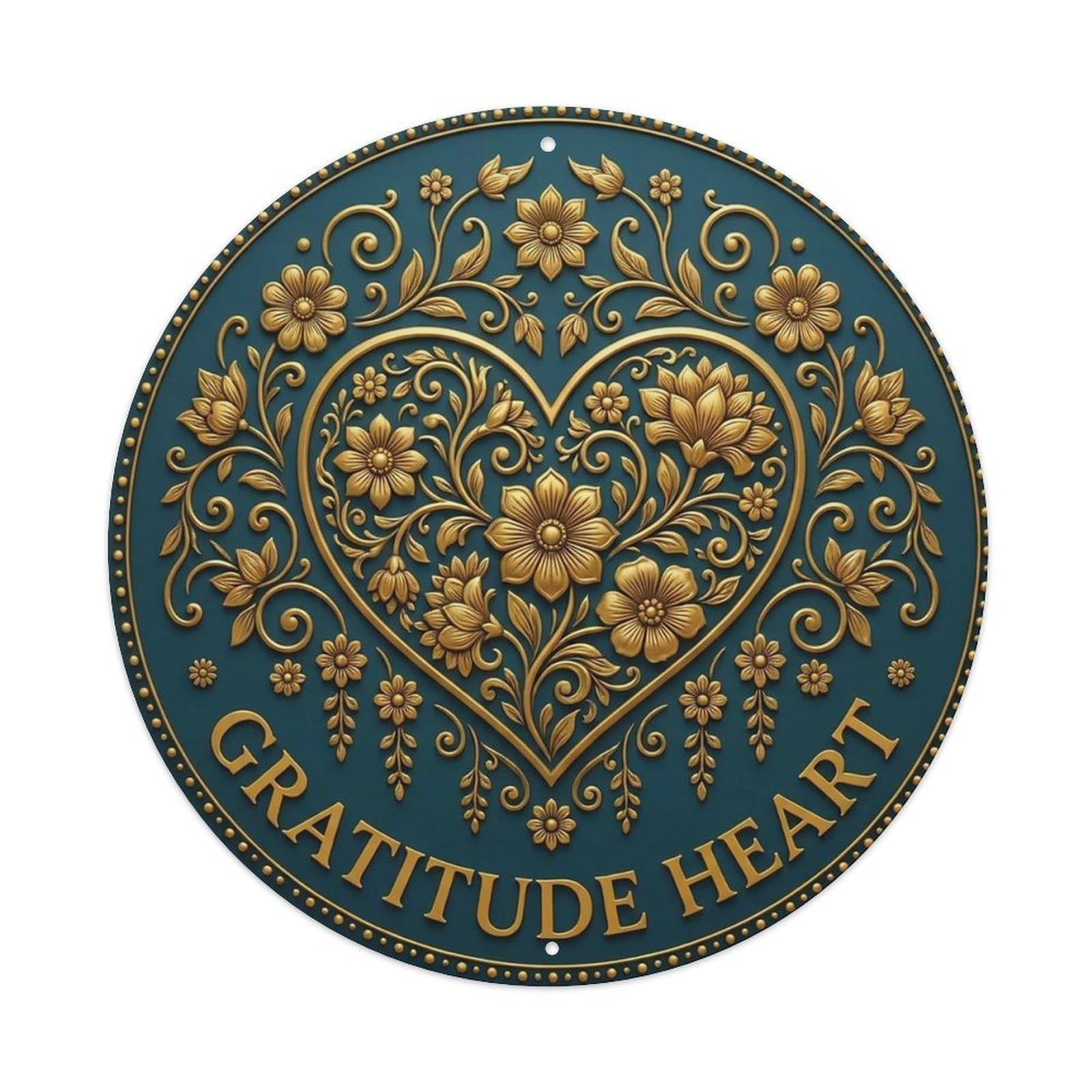 Vintage Gratitude Heart Flower Zen Yoga Metal Tin Sign