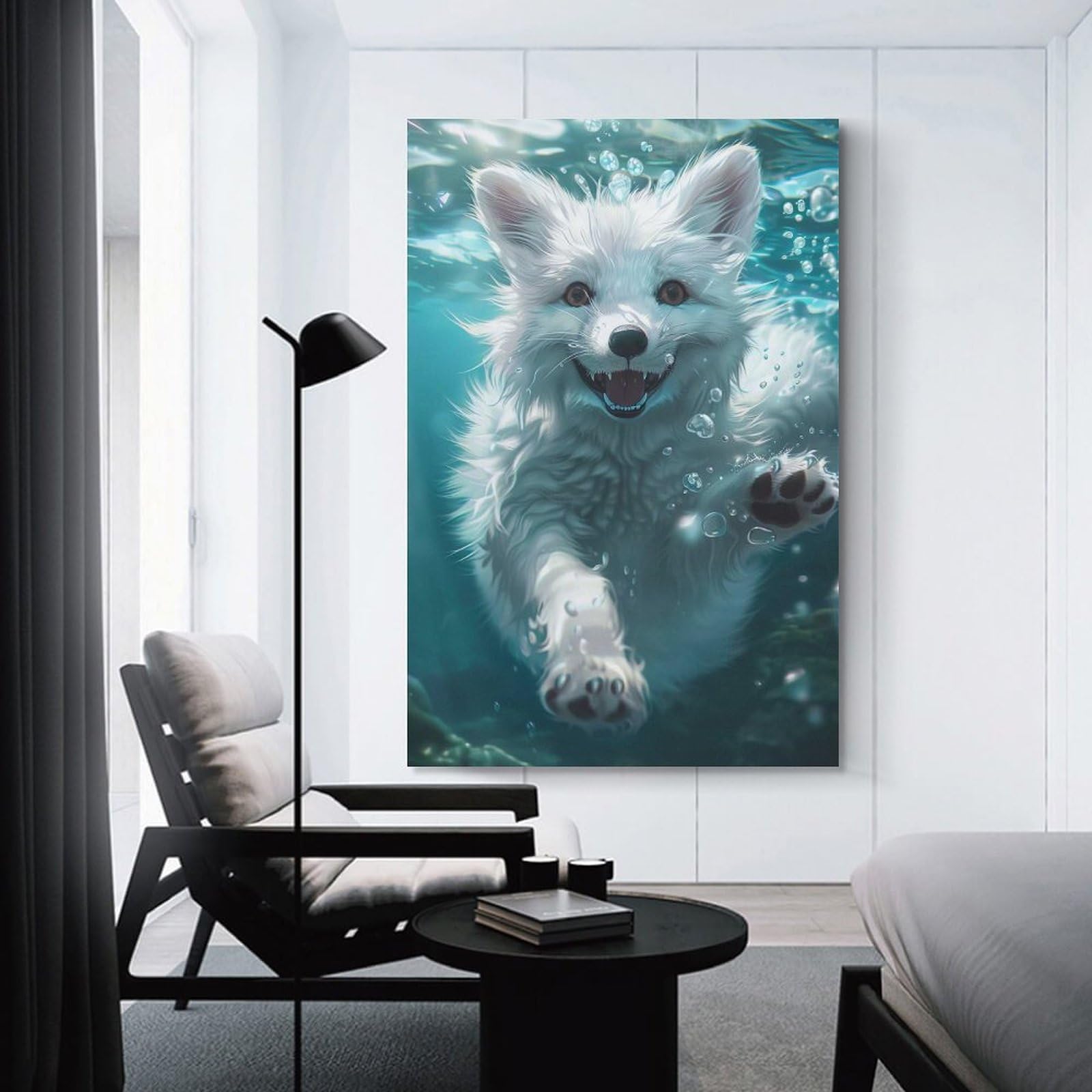 Junmoney Arctic Fox Canvas Art Print, 24x36inch(60x90cm), for Bedrooms, Workspaces And Everyday Interiors, A Flexible Wall Accent for Shared Spaces