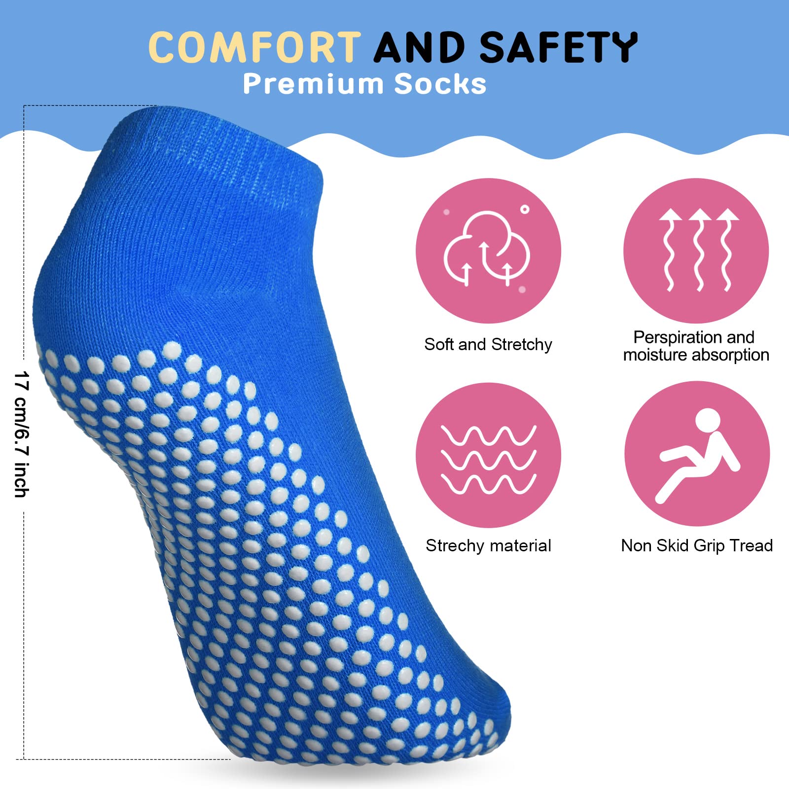 SATINIOR 30 Pairs Non Slip Socks Yoga Socks Retro Style Grips Sport Socks Colorful Hospital Socks for Women Men Yoga Barre