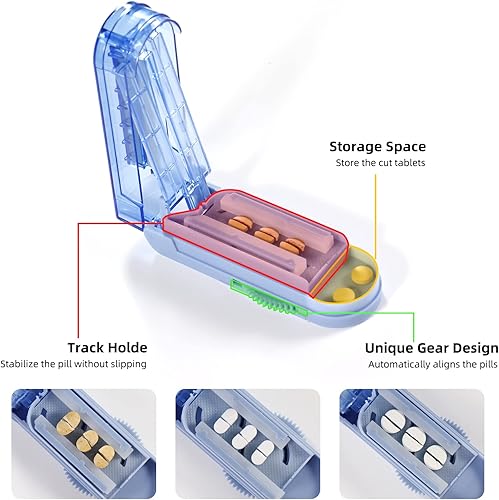 Miniatura 18 de Cortador de pastillas para pastillas pequeñas y pequeñas, cortadores de pastillas ajustables para tabletas pequeñas, corta con precisión varias