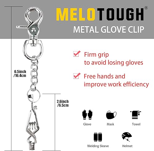 Miniatura 2 de MELOTOUGH Pinza de guante de metal para guantes de trabajo, clips de guantes de acero resistente para tácticas, esquí, campamento, actividades al
