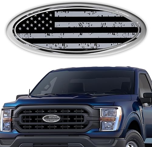Miniatura 7 de Emblema para portón trasero para Ford F150 F250 F350 Bandera Americana Negra de 9 Pulgadas Emblema para parrilla delantera para emblemas de Ford,