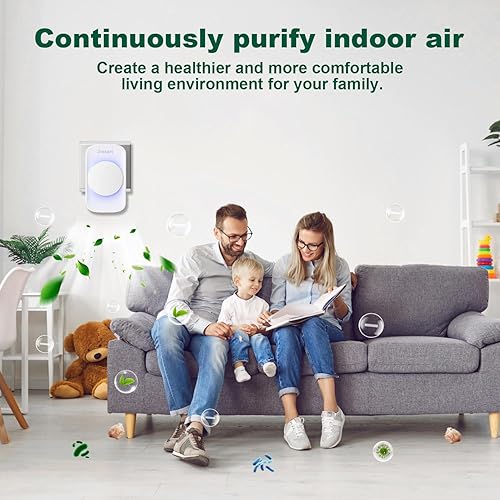 Miniatura 5 de Ionizadores de aire para el hogar (paquete de 3), filtro de aire de iones negativos, ambientadores de enchufe silencioso para dormitorio, oficina,