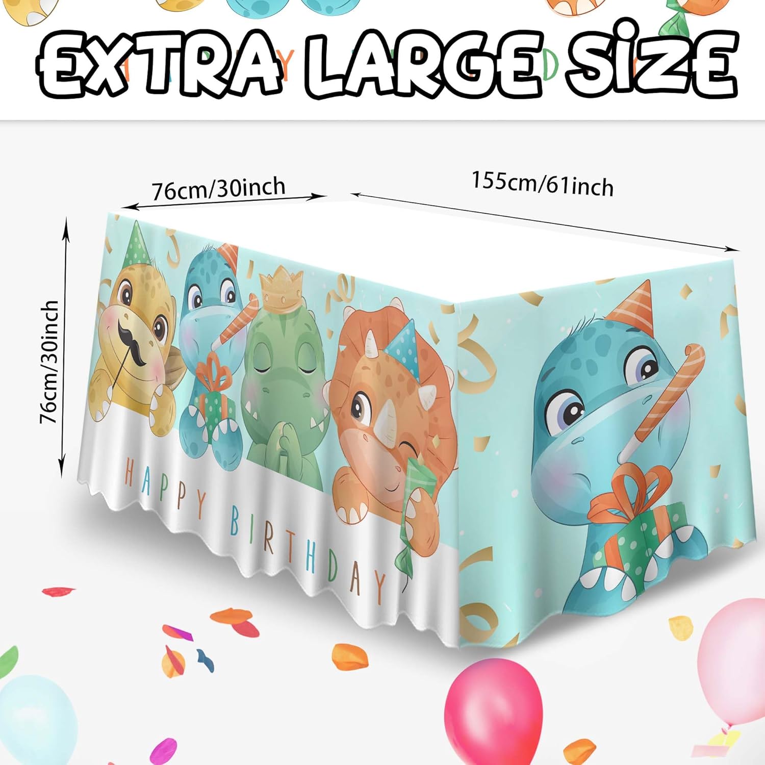 Dinosaur Table Skirt Cute Cartoon Dino Table Cover Decorations for Dinosaur Theme Birthday Party Baby Shower Decor Dinner Banquet Supplies Favors