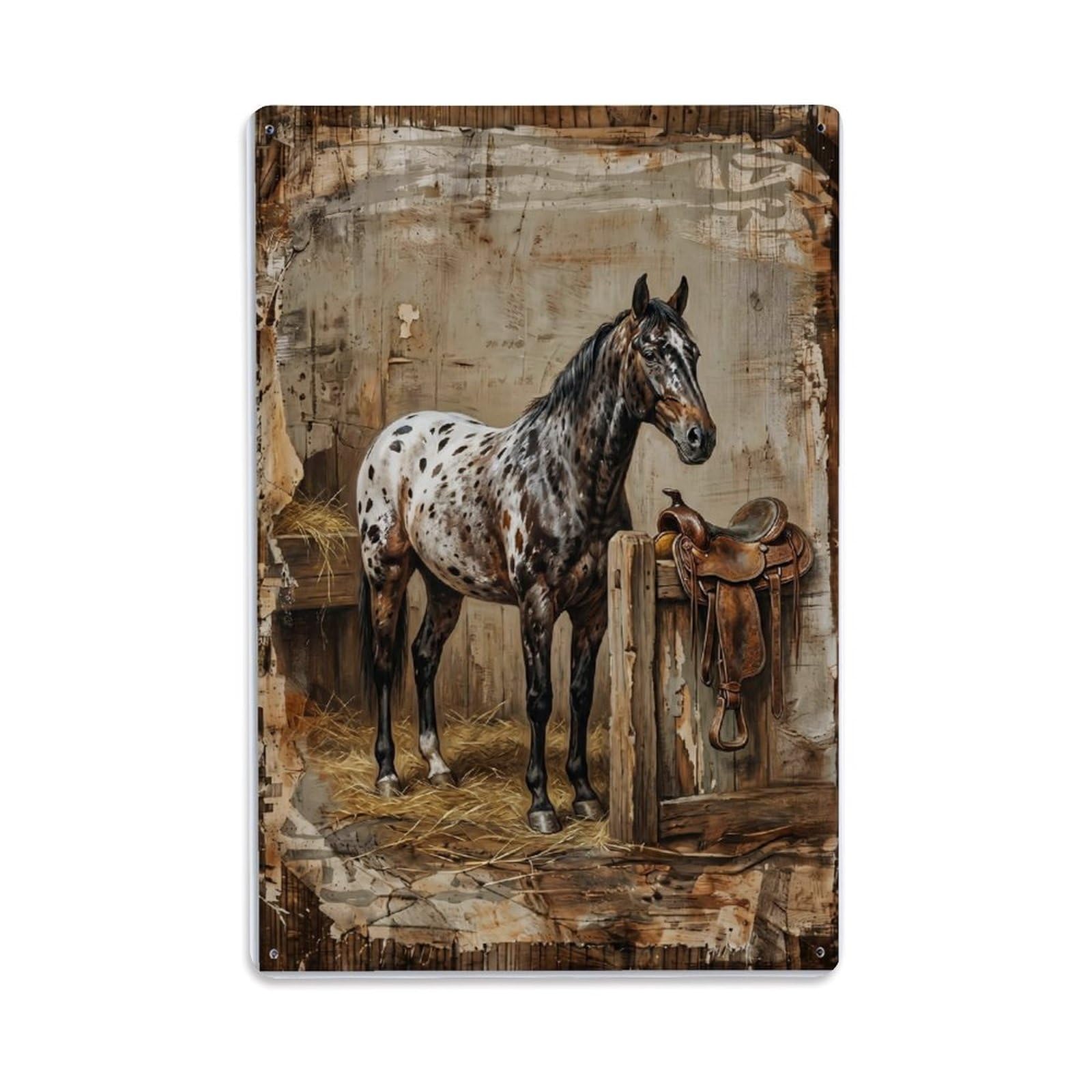 Appaloosa Horse Farm Spotted Equine Stable Metal Tin Sign Plaque Wall Decor for Cafe, Club Bar, Office, Home Garden Metal Poster 8x12Inch