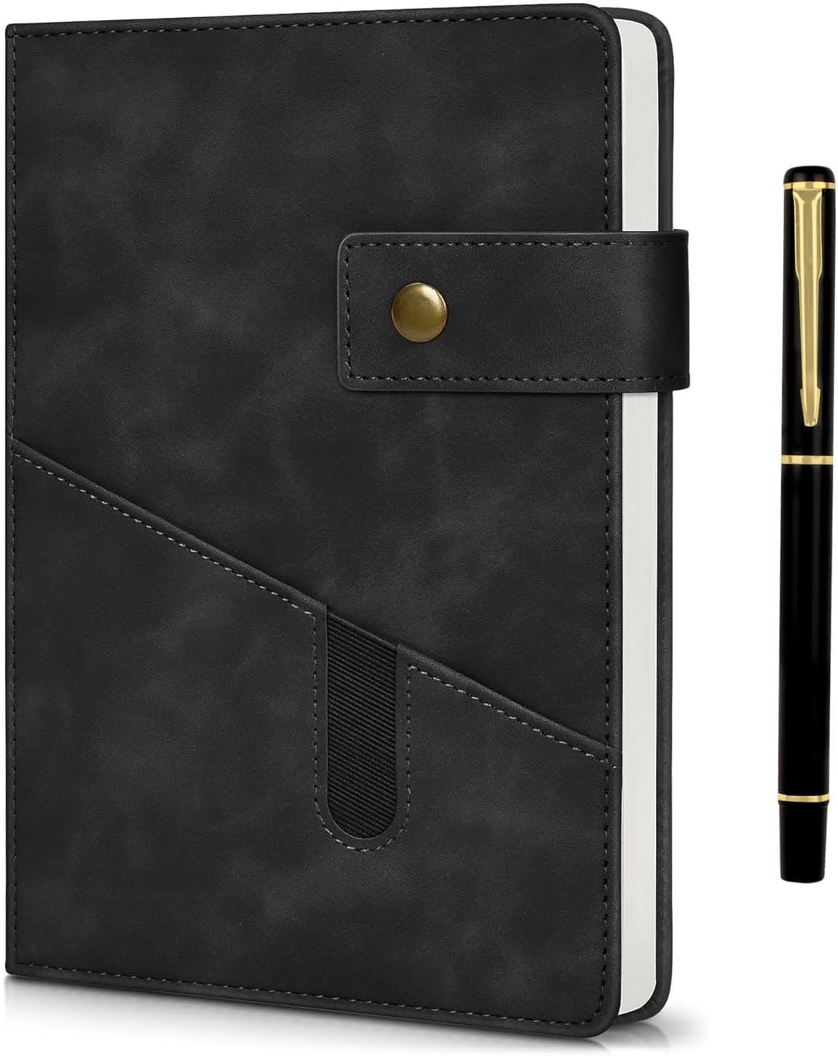 Notebook and Pen Set, A5 Lined Leather Journal Notebook, 360Pages 100 Gsm Thick Ruled Paper, Personal Organiser Leather Journal, A5 Diary for Men Women School, Travel, Business, Work, Writing (Black)