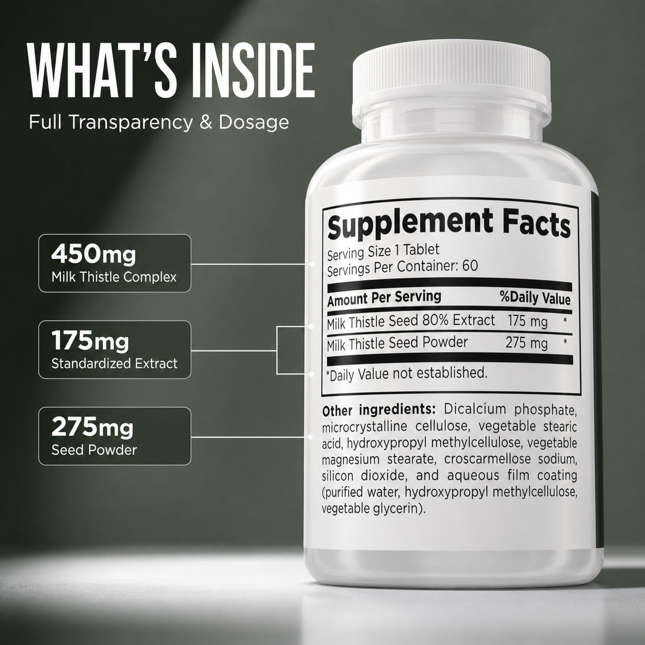 Milk Thistle Supplement 450 mg, 80% Silymarin for Liver Support and Detox — Amazon image 2