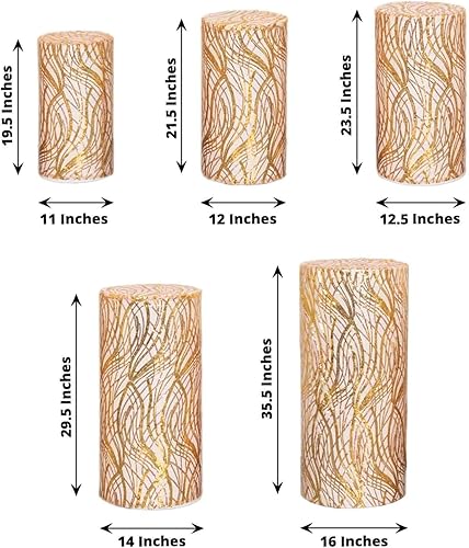 Vista 314 de Efavormart - Juego de 5 fundas de soporte para caja de exhibición cilíndrica de elastano, color negro, fundas elásticas para pilar de pedestal, 160