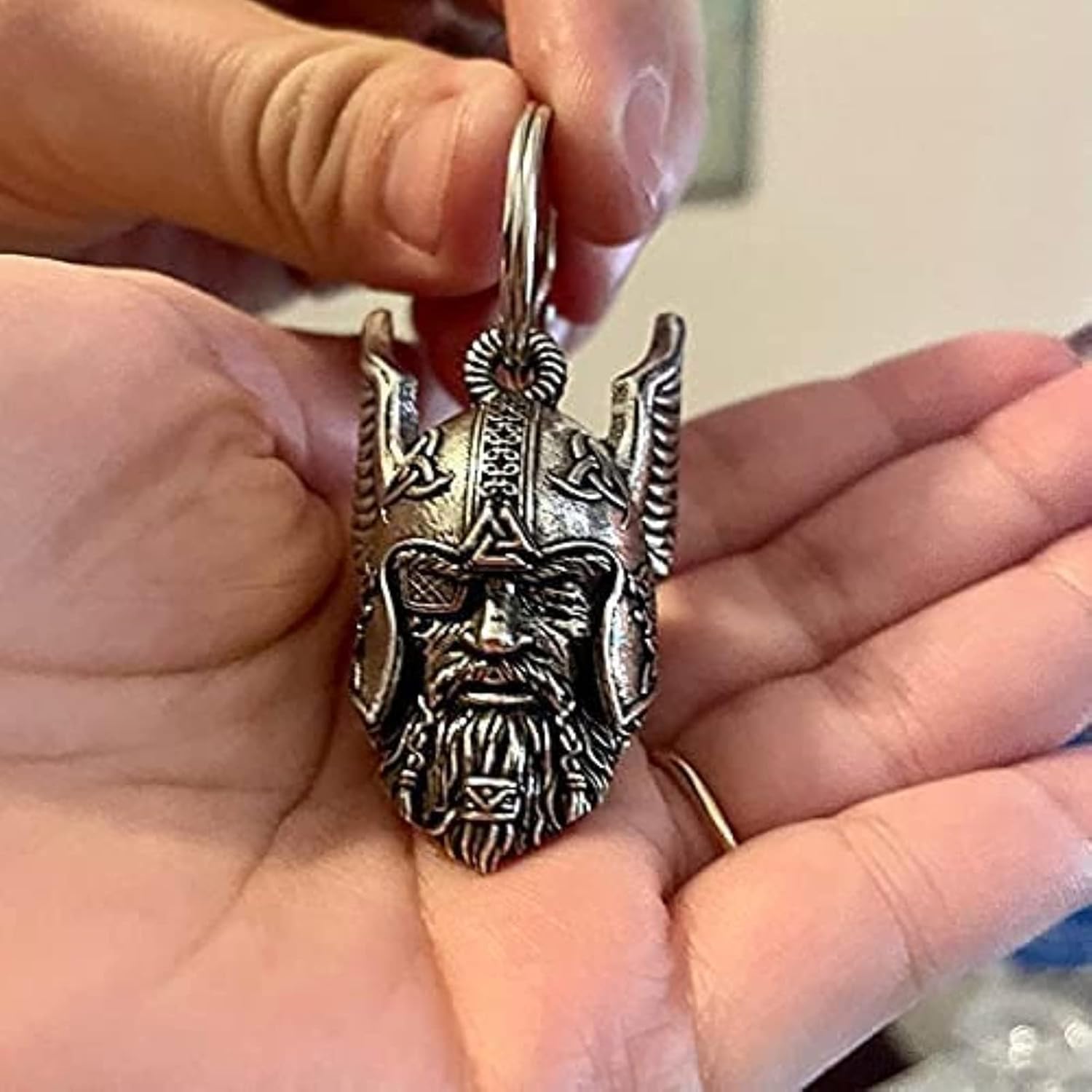 Playstala Der Wächter des Wikinger-Gottes von Odin, Glücksluck Charme, Biker Geschenk, reitet eine Glocke, um das Pech zu zerstreuen, Odin Viking God Bravo Bell, Gremlin Guardian Ride Bell