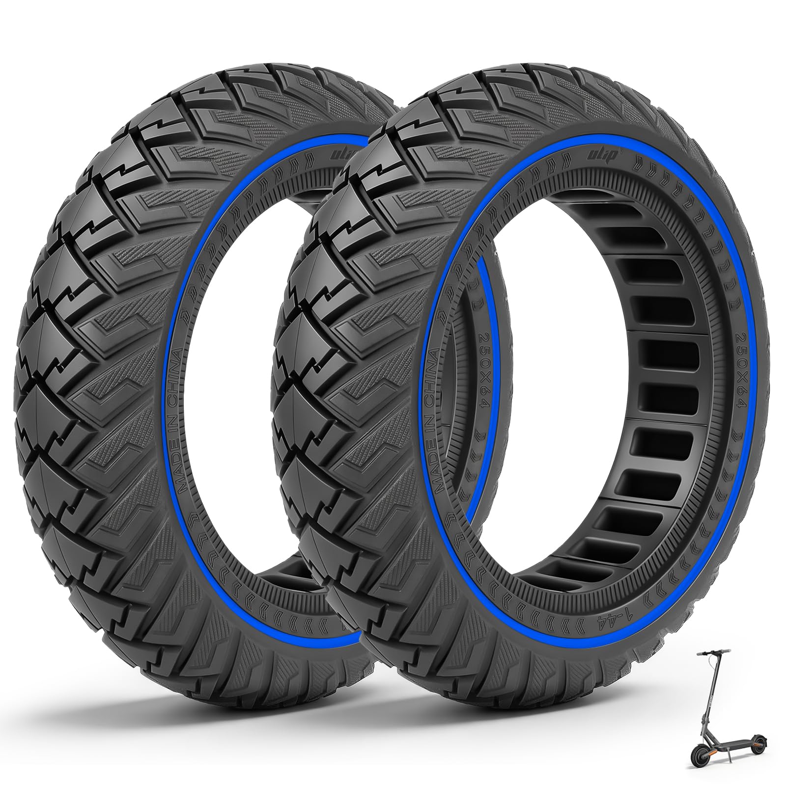 250x64 Pneus Pleins pour Xiaomi 4 Ultra, Navee S65, Navee S65C Trottinette Électrique 250 * 64 Pneus Solides Tout Terrain 10 Pouces Pneus en Caoutchouc Plein Pneus de Remplacement Accessoires