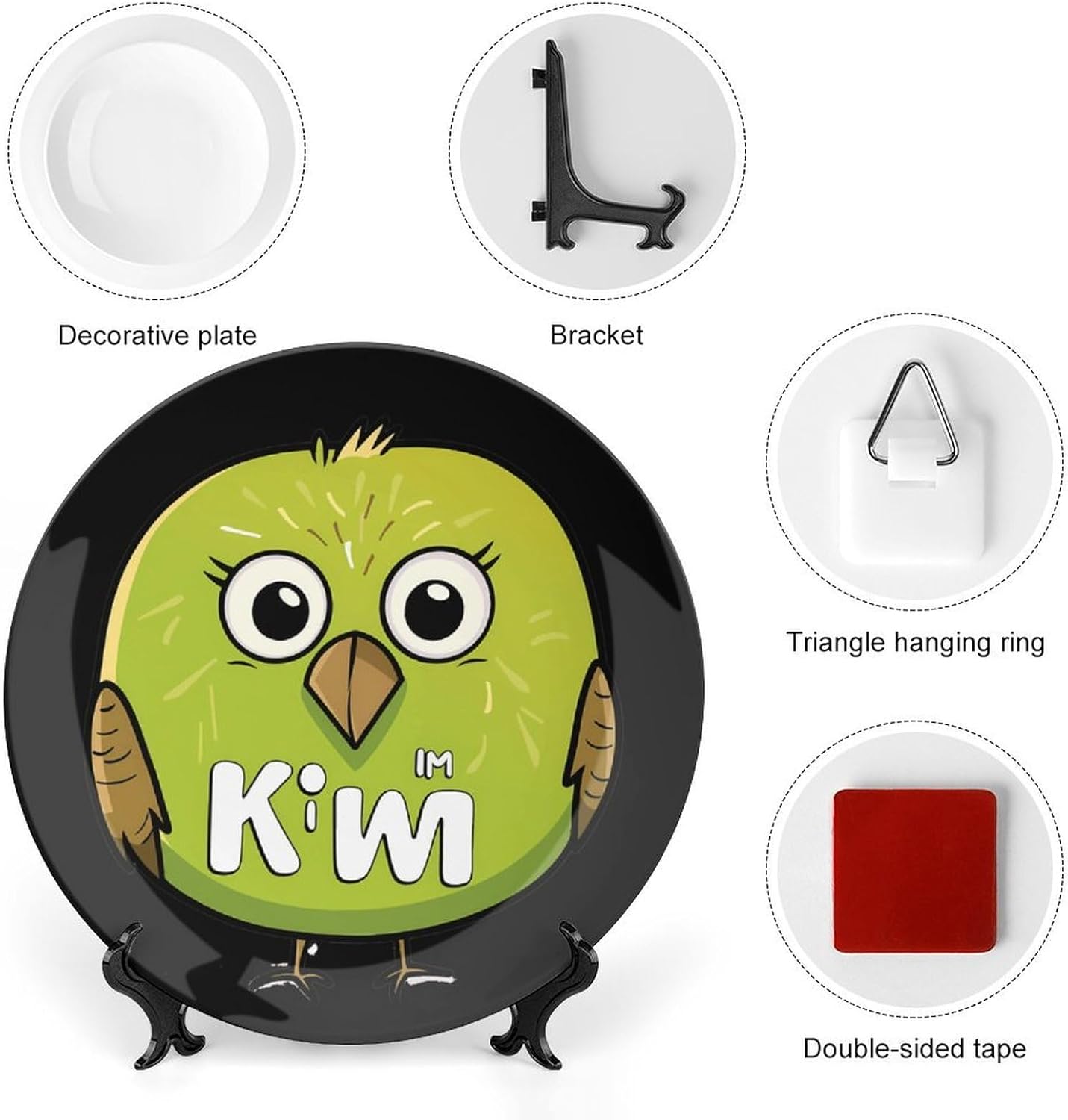 Funny Kiwi Bird Decorative Plate Bone China Dinner Plates for Home Office Kitchen 8inch