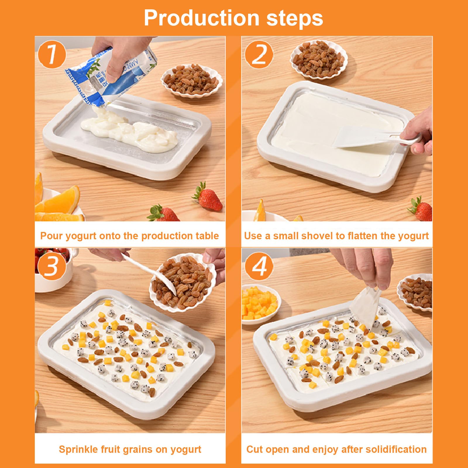 NCONCO Eiscreme Rollbereiter, Edelstahl Instant Cold Plate mit 2 Spatel, Eiscreme Frozen Joghurt Maschine Hausgemachte DIY für Spaß Eltern-Kind-Aktivitäten Familien