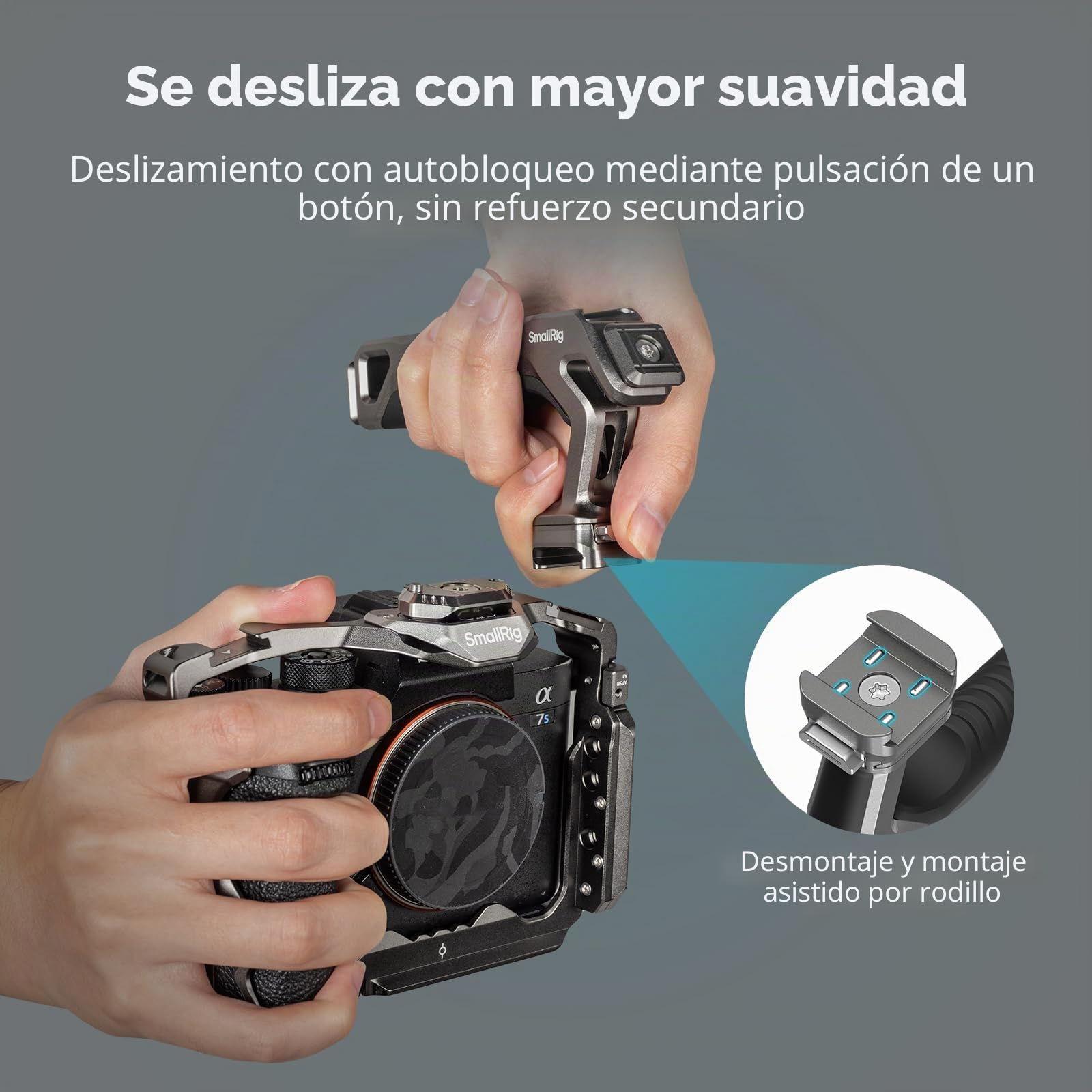 SMALLRIG HawkLock H21 Top Handle con Riel NATO de Liberación Rápida, Instalación Suave en Dos Direcciones, Diseño Ergonómico, 15 kg Máx. Carga, Múltiples Puntos de Montaje Incorporados - 4483