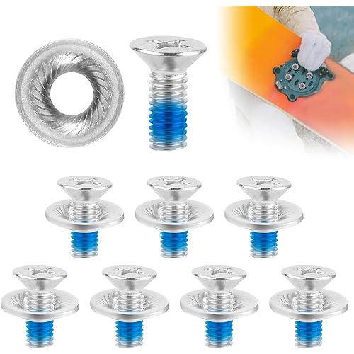 8pcs Snowboard Binding Screw Set, Snowboard and Ski Bindings Screw Replacement Set Snowboarding Mounting Screws Snow Wakeboard Binding Screws for Skiing Outdoor Sports