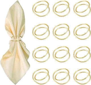FORESRUM 12 Pack Gold Spiral Metal Napkin Rings - Elegant Holders for Weddings, Parties, Dinners & Table Decor