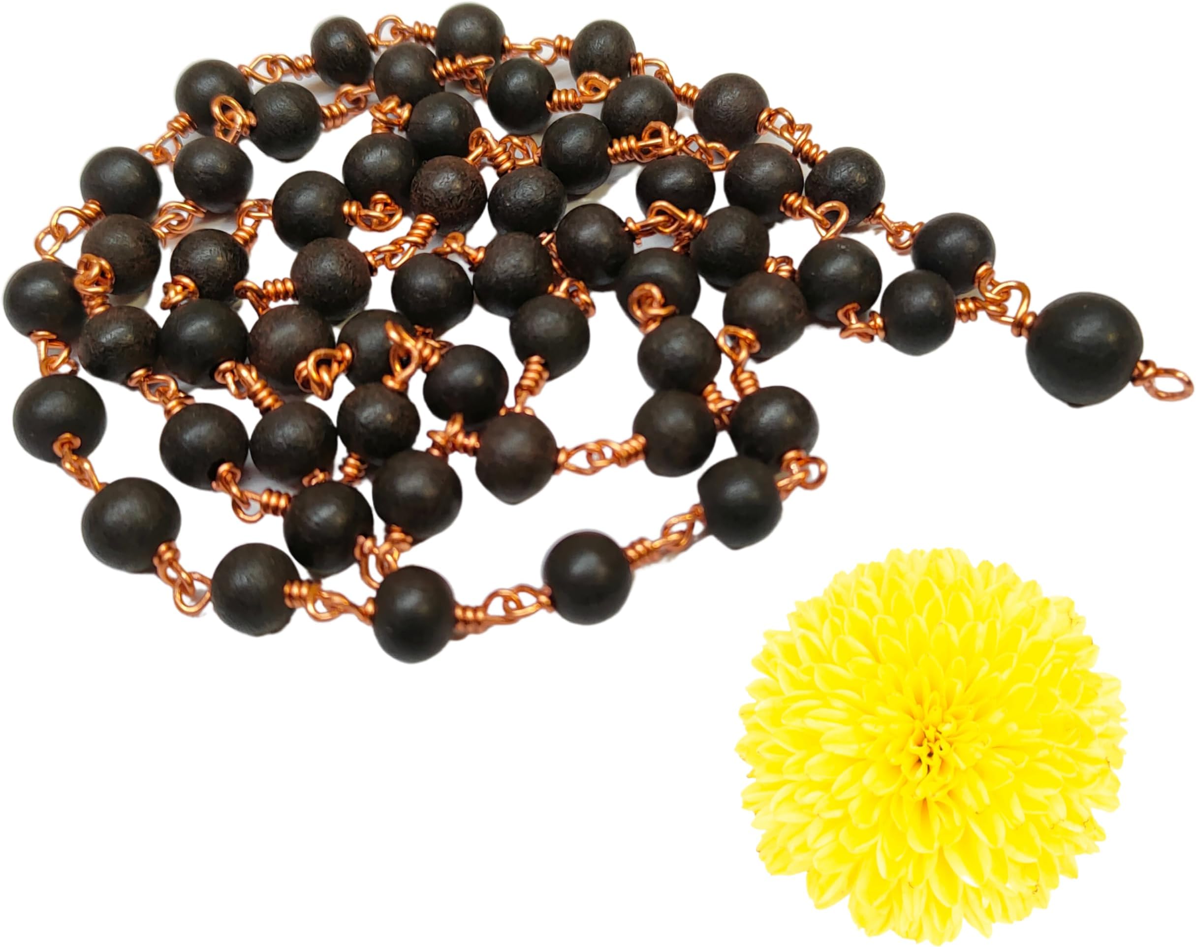 Anciently Karungali Malai Copper Original 6mm | Karungali Malai Copper 6mm 54 Beads, Ebony Wood, 1 Piece