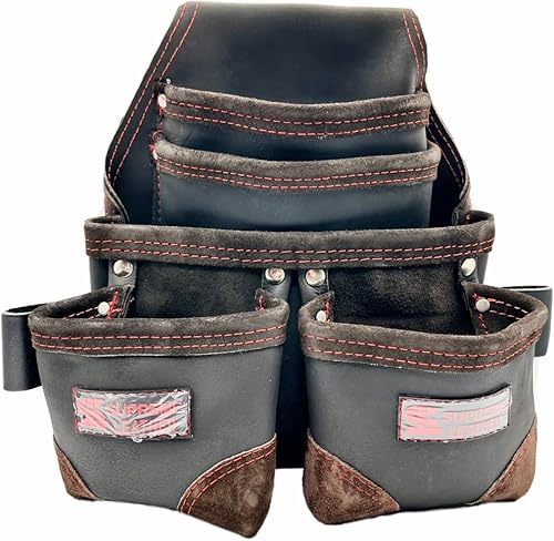 Miniatura 3 de Cinturón de herramientas  Equipo de herramientas de cuero para carpinteros, manitas, constructores, electricistas, enmarcadores  Bolsas de