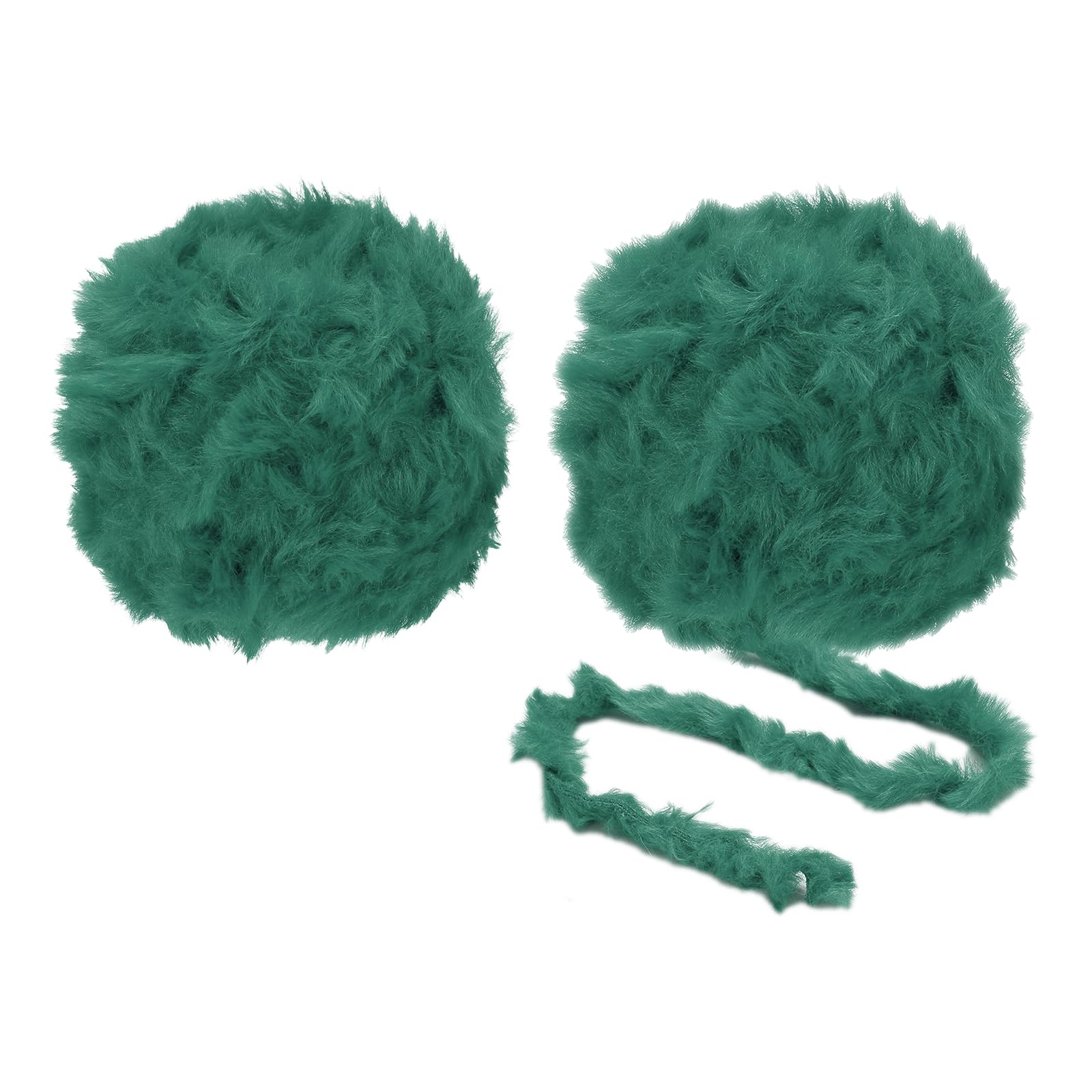 PATIKIL 35 Yards Faux Fur Yarn, 2 Skeins Fuzzy Yarn Crochet Fluffy Soft Chunky Polyester Plush Fur Eyelash for Crocheting Knit Blanket Rug Sweater Scarf Hat Bear Craft, Dark Green — image 1