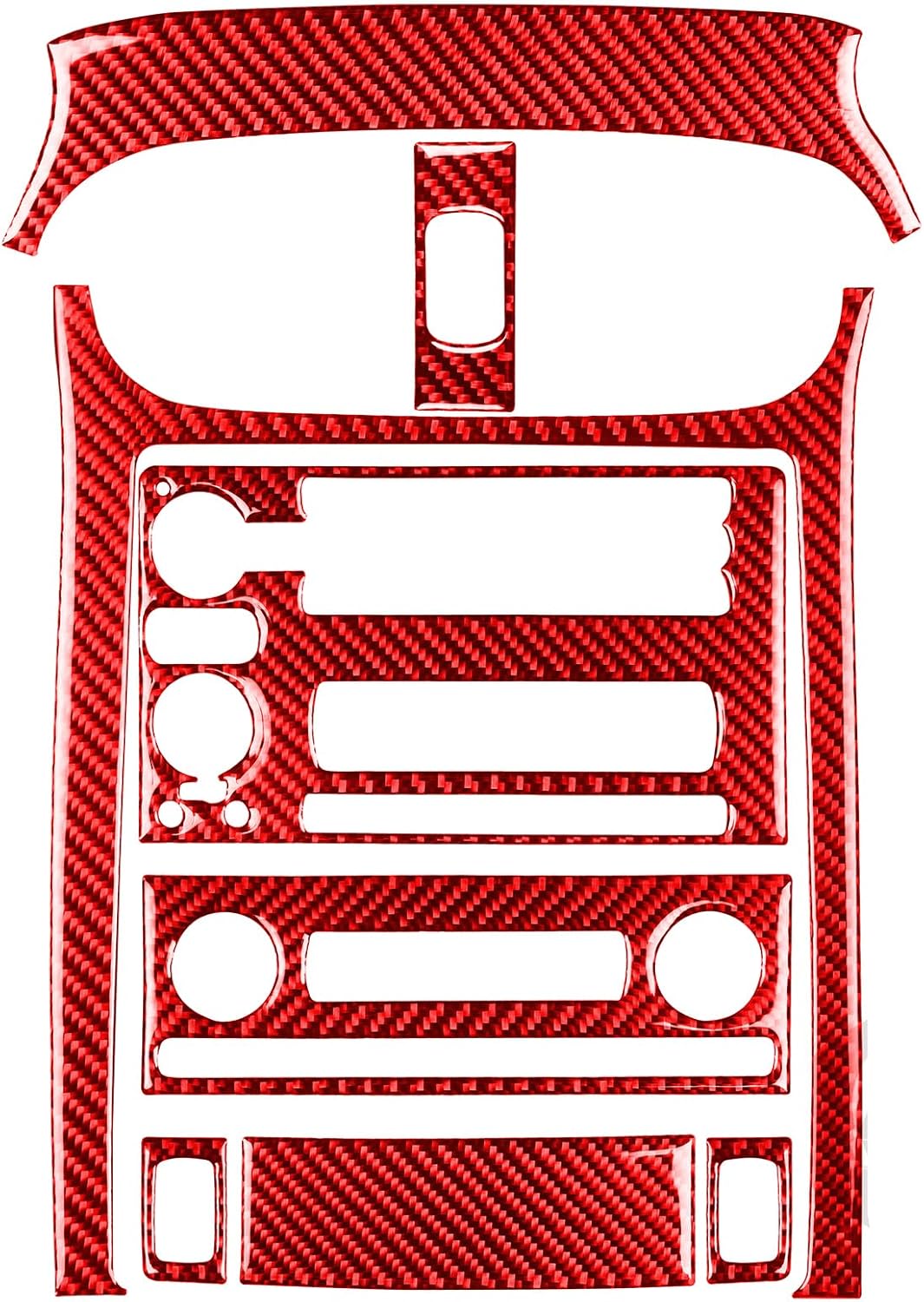 Compatible with Chevrolet Corvette C6 2005 2006 2007 Car Central Control Kit Type-C 8pcs Decals Red Carbon Fiber Accessories