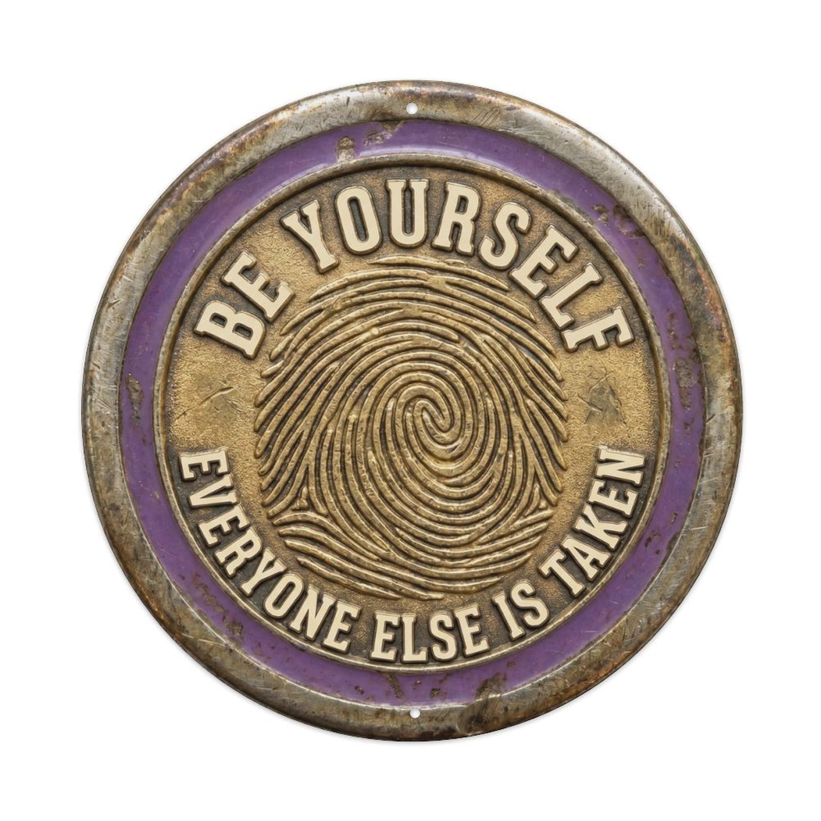 Cmhok Vintage Style Be Yourself Everyone Else Taken Classic Bedroom Ornament Retro Slogans Metal Tin Sign Plaque Wall Decor For Cafe, Club, Garden Round Metal Poster 8X8inch