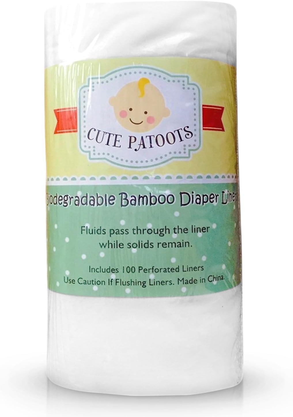 Biodegradable Flushable Bamboo Cloth Diaper Liners- 100 Sheets Per Roll