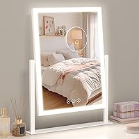 Vista 9 de Espejo de tocador con luces, espejo de maquillaje Hollywood con 9 bombillas LED regulables, 3 modos de iluminación de color, aumento desmontable