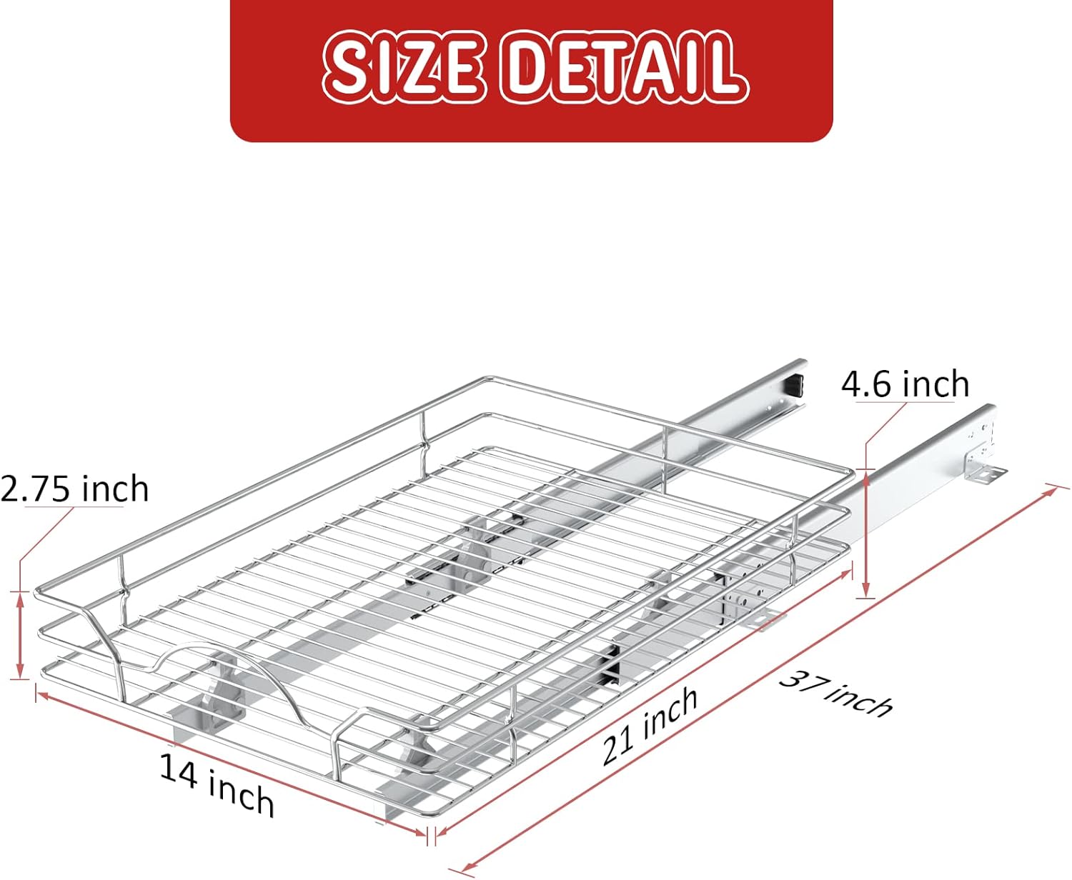 LOVMOR Pull Out Cabinet Organizer and Storage 14" W x 21" D, Slide Out Shelves for Kitchen Cabinets