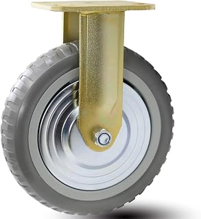 Dr.Luck 8 Inch A41 Heavy Duty Caster Series 770Lbs Capacity Polyurethane Extra Hard PU with Tyre Veins Tread Polypropylene PP Centre Double Ball Bearing Top Plate Rigid Non-Swivel Caster Wheel