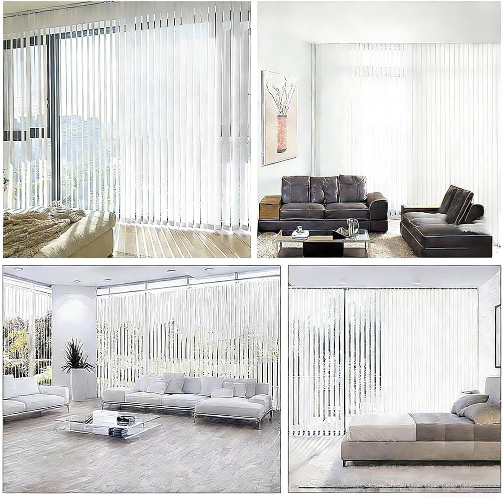 White Vertical Blinds, Cordless Fabric Window Blind for Sliding Glass Doors, Patio Door and Large Windows, Modern Room Divider 83" 88" 92" 98" 102" 108" 110" Light Filtering Panels(68" W x 98" H)