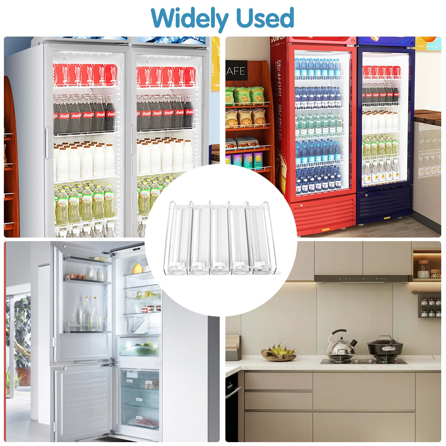 Organizador De Bebidas Para Frigorífico, Dispensador De Latas De Refresco De 18,9 X 15,0 X 3,1 Pulgadas Para Frigorífico, Dispensador De Bebidas Con Deslizador Automático (Blanco)