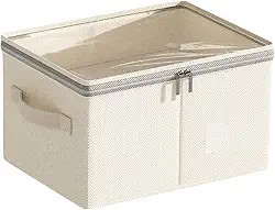 Caixa Organizadora 24L com Zíper e Tampa de PVC - Organizador para Roupas, Sapatos e Brinquedos