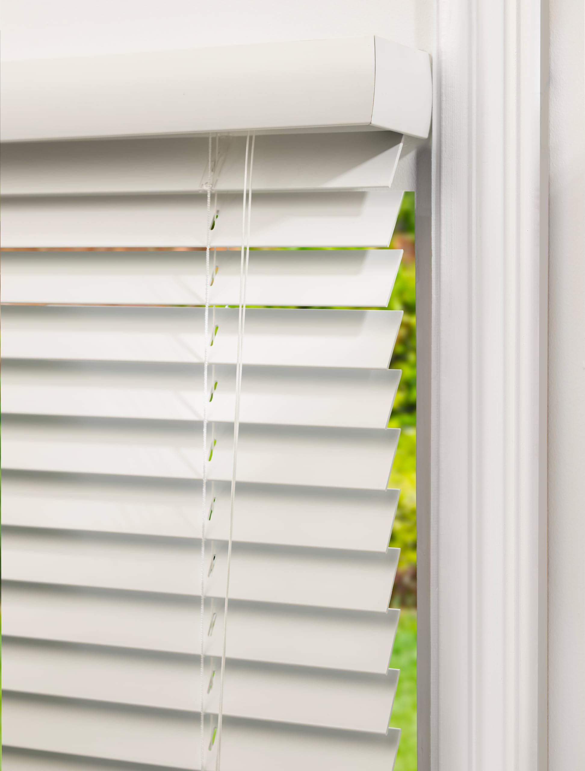 Lister Cartwright Plain White Fauxwood Venetian Blinds For Windows 50Mm – Trimmable, Easy Fit Curtains, Child Safe – Durable Home & Office Blind (, 145W X 120H Cm)