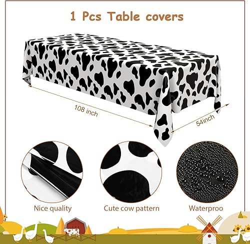 Miniatura 4 de Juego de 27 piezas de fiesta de cumpleaños de animales de granja decoración de fiesta de cumpleaños mantel con estampado de vaca globos de animales