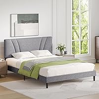 Vista 66 de Novilla Base de cama de plataforma tamaño Queen con cabecera ajustable tapizada, marco de cama Queen, no necesita somier, sin ruido, fácil montaje