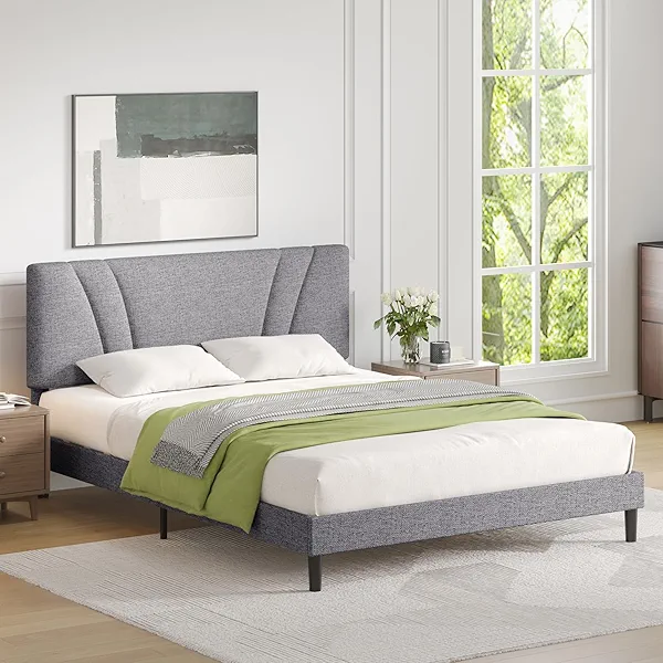 Novilla King Size Bed Frame King Bed Frame and Headboard Platform Bed Frame with Adjustable Headboard, No Box Spring Needed, Noise-Free, Easy Assembly, Grey