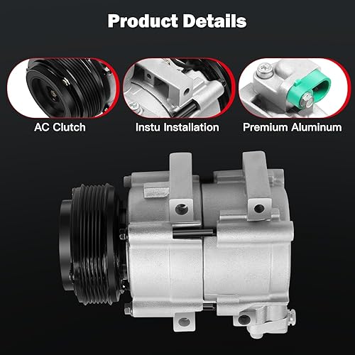 Miniatura 3 de cciyu Compresor de CA compatible con Kia Sedona 3.5L 02 03 04 05 Sustituye al compresor de CA para coche 6 ranuras HS18