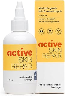 Active Skin Repair First Aid Healing Skin Hydrogel - Natural & Non-Toxic Repairing Ointment with Hypochlorus Acid for Minor Cuts, Wounds, Scrapes, Rashes, Sunburns, & More, 3 oz
