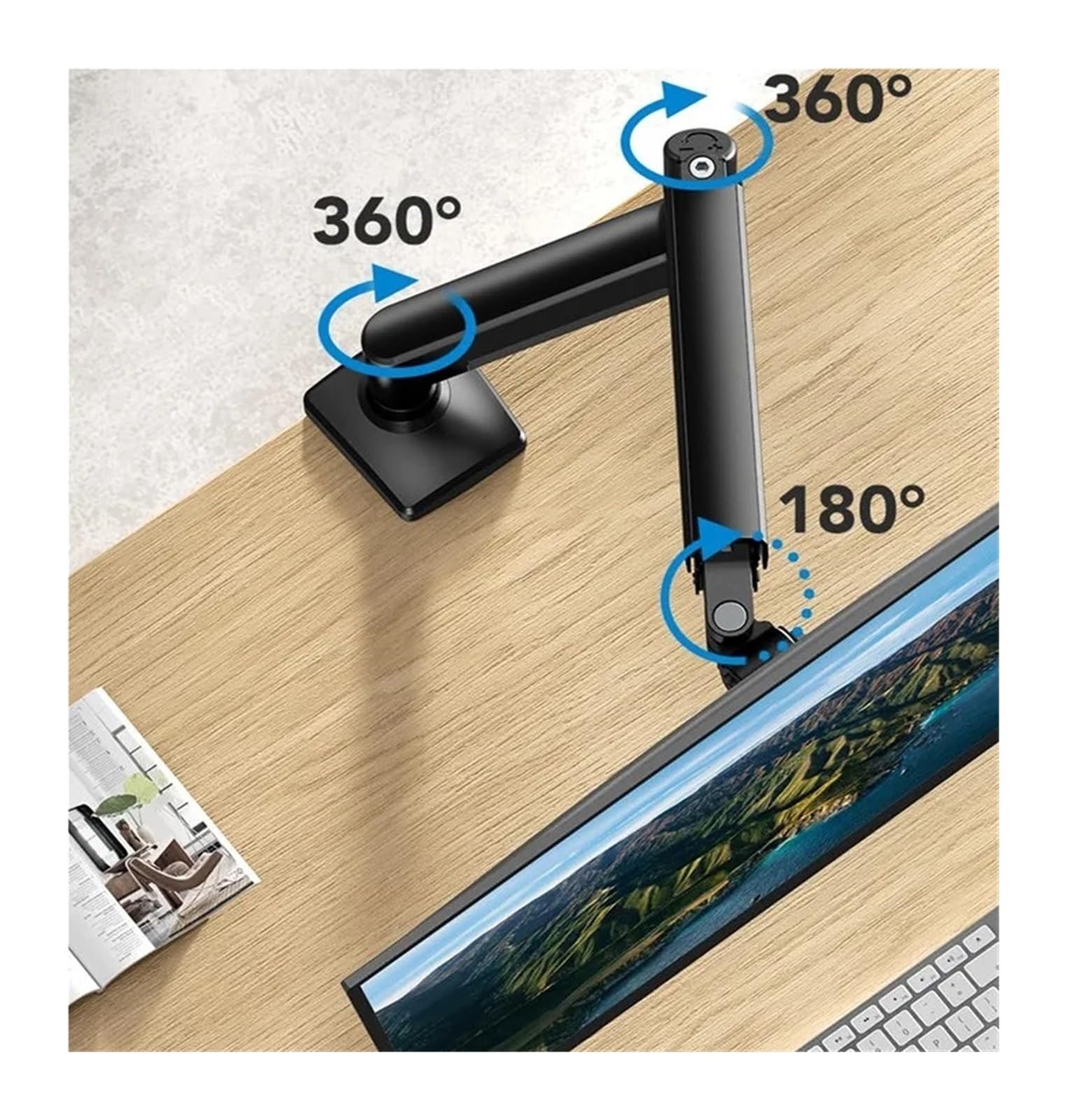 Supporto da scrivania regolabile universale for monitor singolo | La staffa robusta si adatta a schermi fino a 32 pollici e supporta un peso massimo dello schermo di 19,8 libbre(Black)