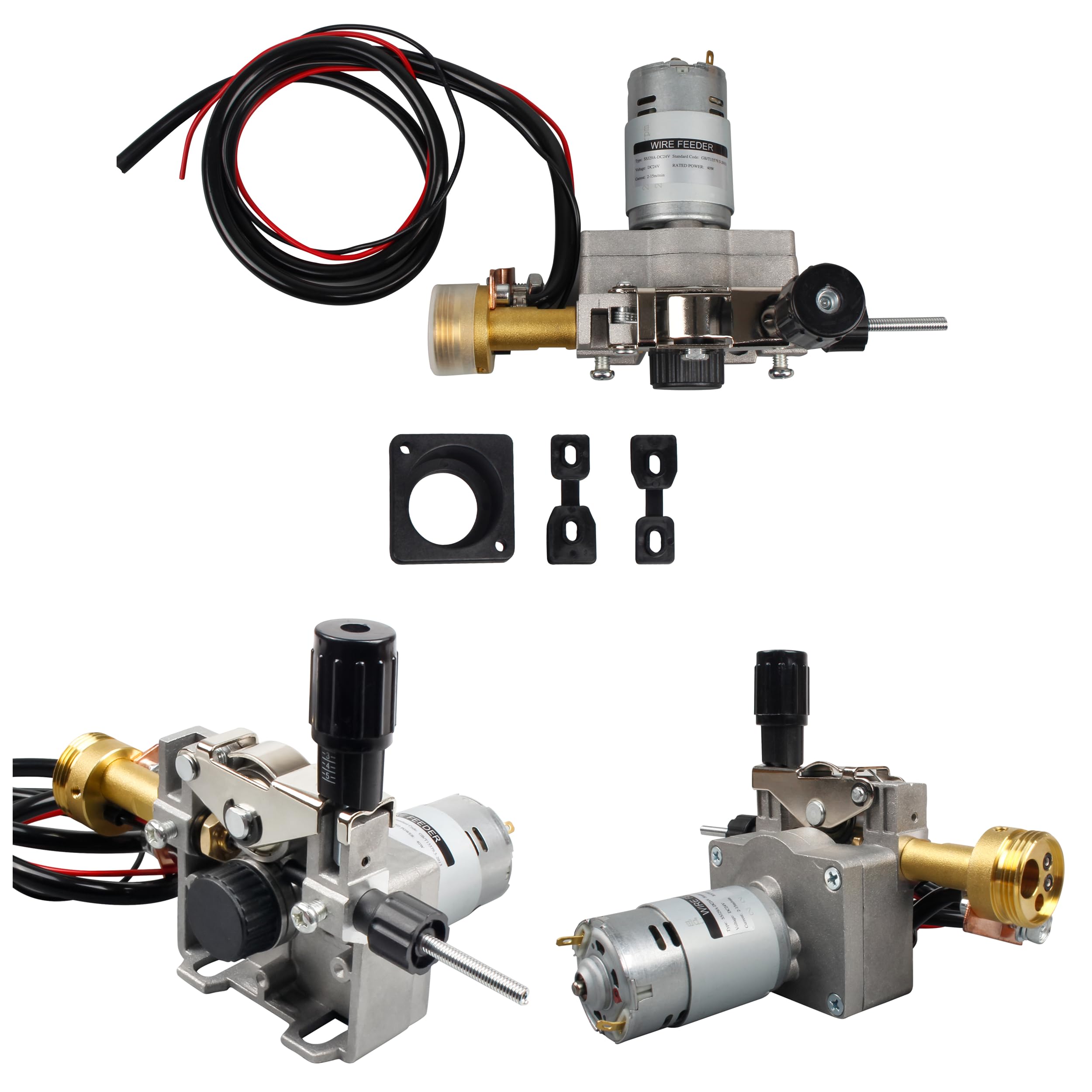 CNCTOPBAOS DC 24 V 40 W Drahtvorschubmotor, Schweißrollenzufuhr für MIG MAG Schweißen, Löten, Drahtzuführungsmaschinen-Zubehör, Kupfer-Schnittstelle, 0,6–10 mm, 0,03–0,39 Zoll Schweißdraht
