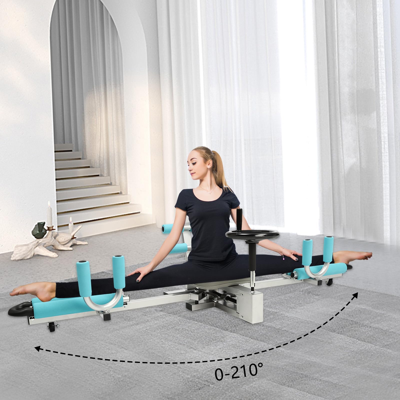 PIAOCAIYIN Leg Stretcher Machine Heavy Duty Foldable Split Machine with Silent Rollers 330.7lbs Flexibility Stretching Equipment for Shape Slim Legs, Waist, and Hip Lines (Cyan)
